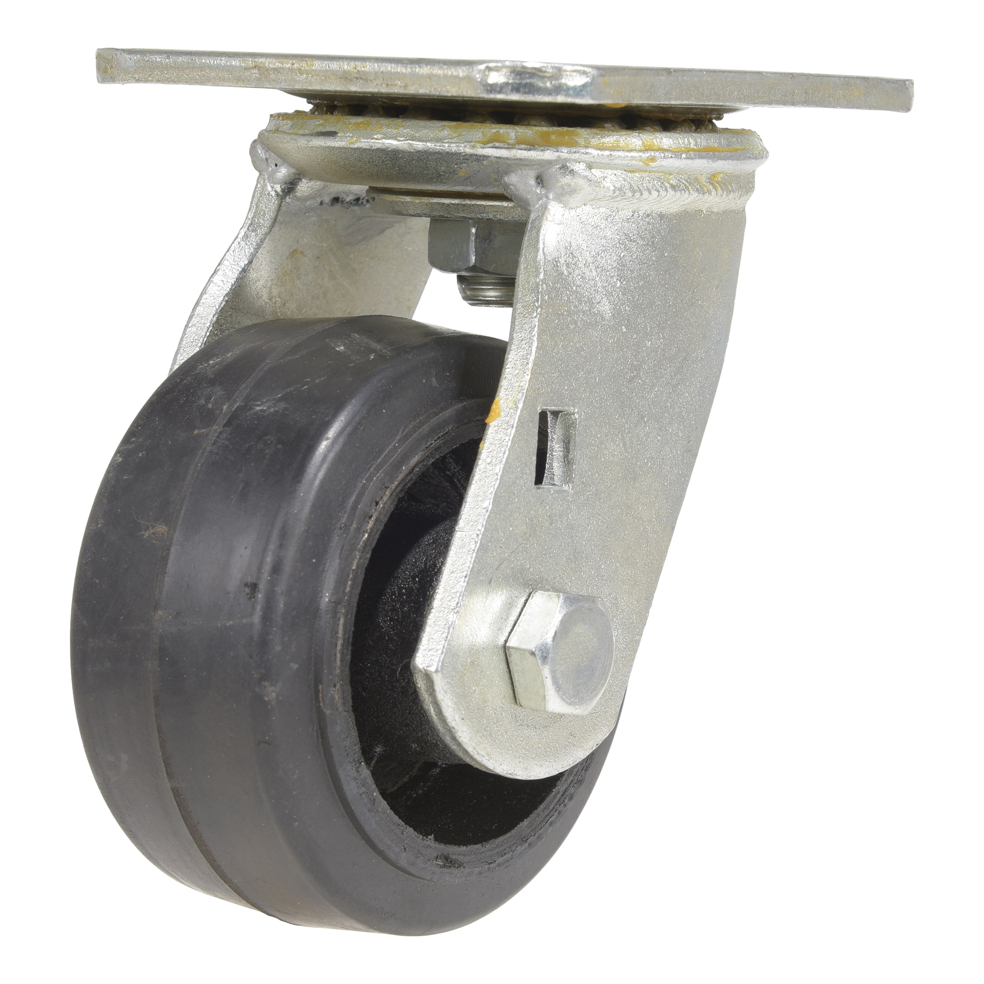 Vestil Mold On Rubber Caster - 4in. Wheel Diameter, Aluminum Core, Zinc Plated, Model# CST-VE-4X2MR-S